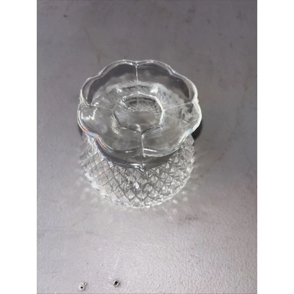 Vtg. Clear Indiana Glass Diamond Pattern Fairy Lamp BOTTOM ONLY